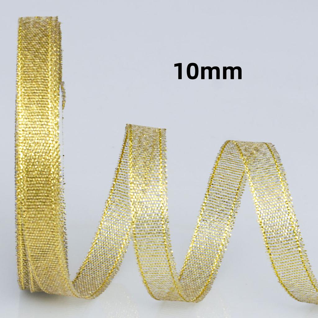 25Yards/Lot 6mm-40mm Gold Silver Glitter Ribbon For DIY Bow Crafts Gift Wrapping Wedding Christmas Decoration Sewing Accessories