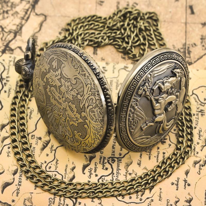 Classic Western Riding Cowboy Horse Quartz Pocket Watch Retro Men's Women's Necklace Pendant Gift