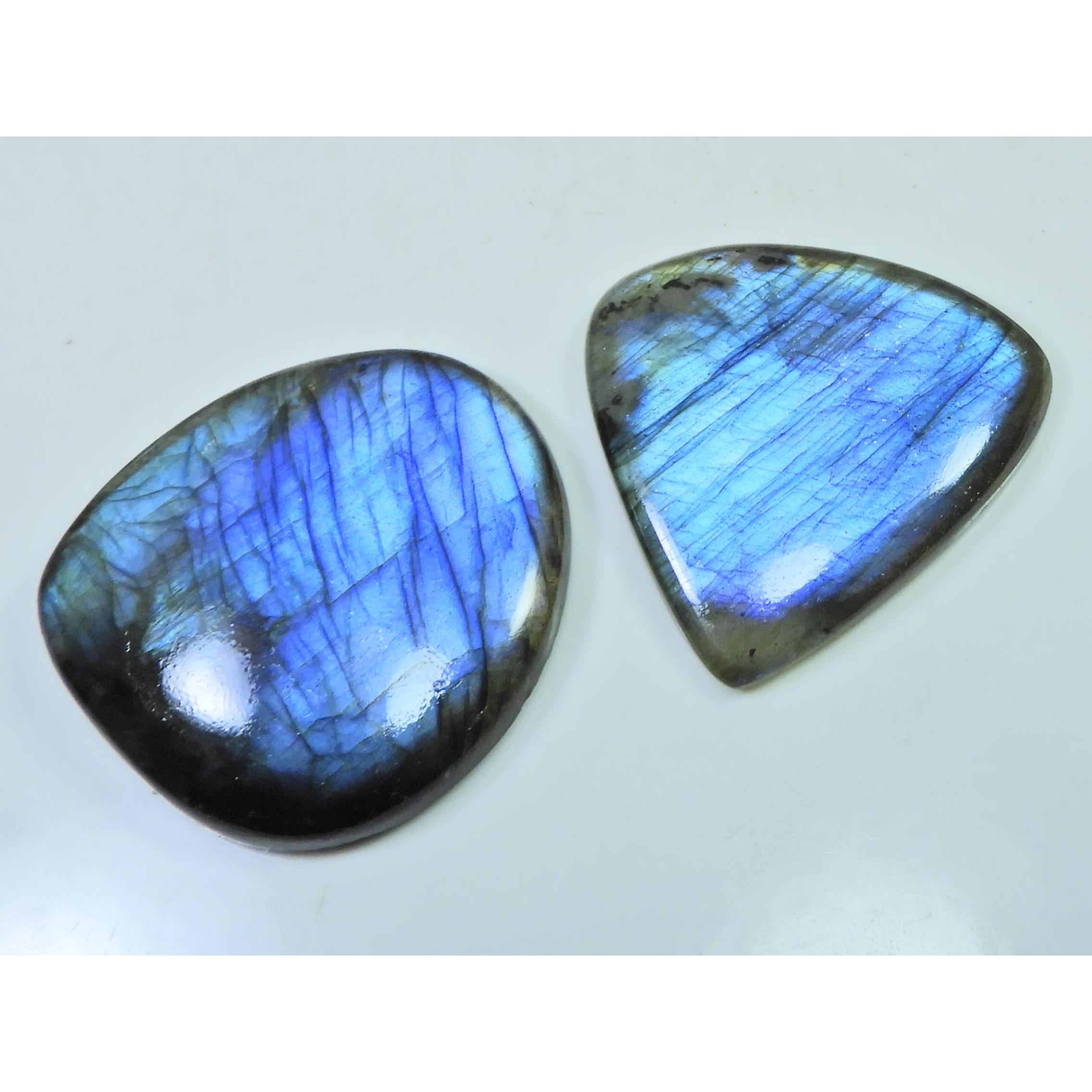 

39-40 MM Natural Labradorite Multi Pear Cabochon Loose Gemstone 2 Pcs Lot D-179