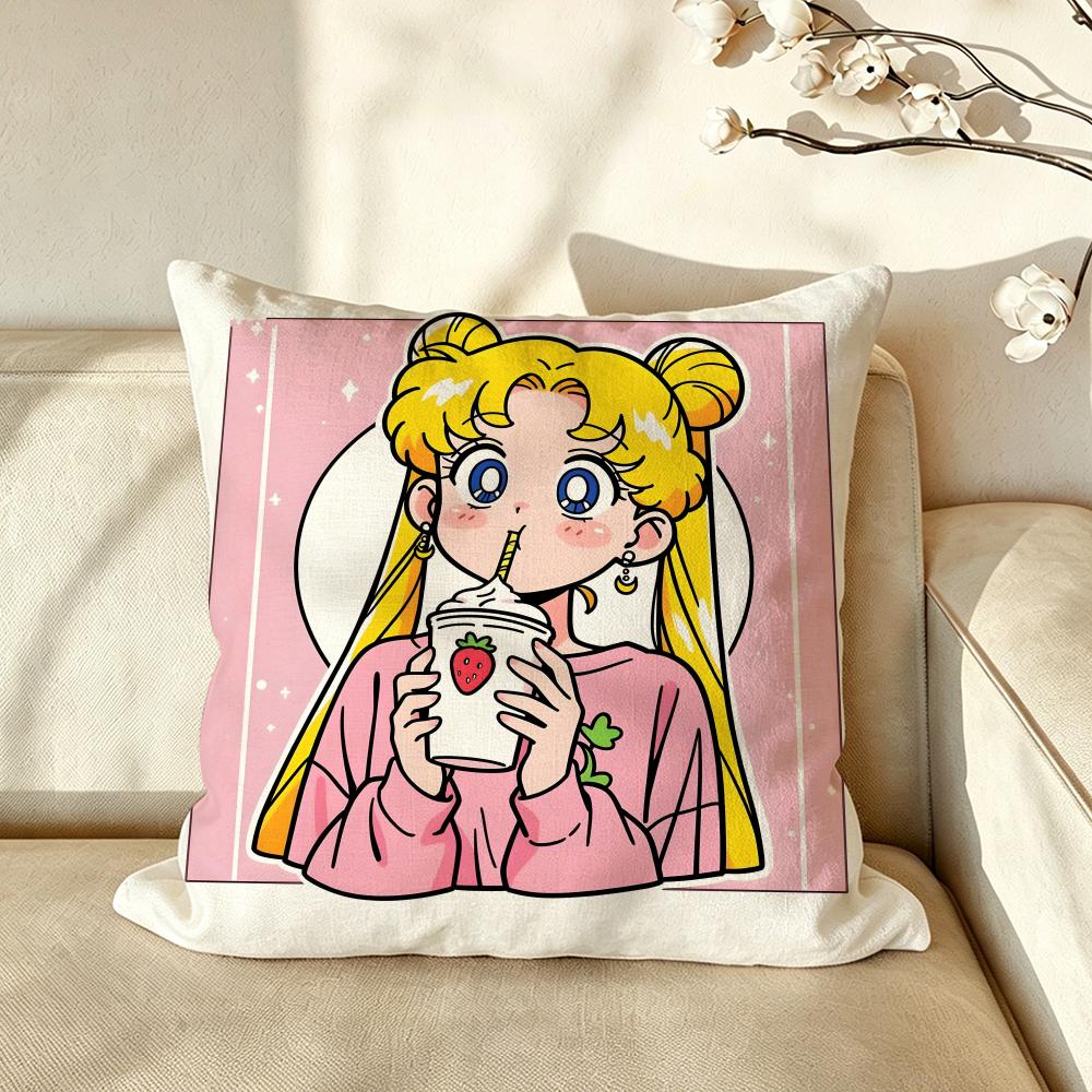 Sailor Moon Cushion Cover Pillow Case Antidustmite Pillowcase Silky Short Plush Sofa Cushion Cover Hot