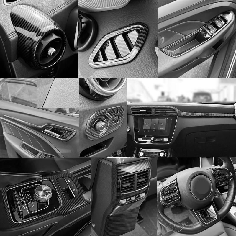 For MG ZS 2017-2019 2020 2023 Carbon Fiber Front Upper Air Condition AC Vent Outlet Cover Trim Sticker Accessories Car Styling