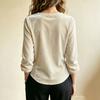Women's Velvet V-Neck Long Sleeve Top with Asymmetric Hem for Evening Wear