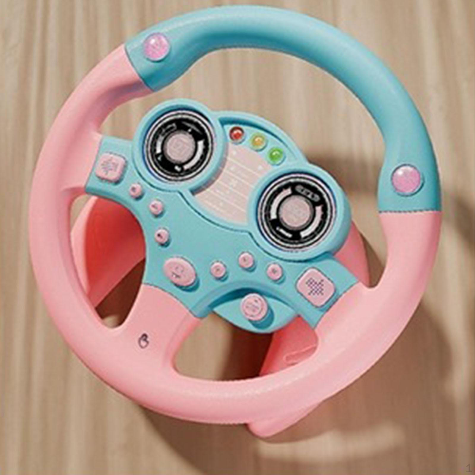 Электрический обучающий руль игрушка музыкальный симулятор вождения для детей для вечеринки розовый