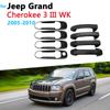 Siyah Karbon Fiber Dış Kapı kulp kılıfı Jeep Grand Cherokee 3 III WK 2005 ~ 2010 Araba Styling Parçaları Aksesuarları