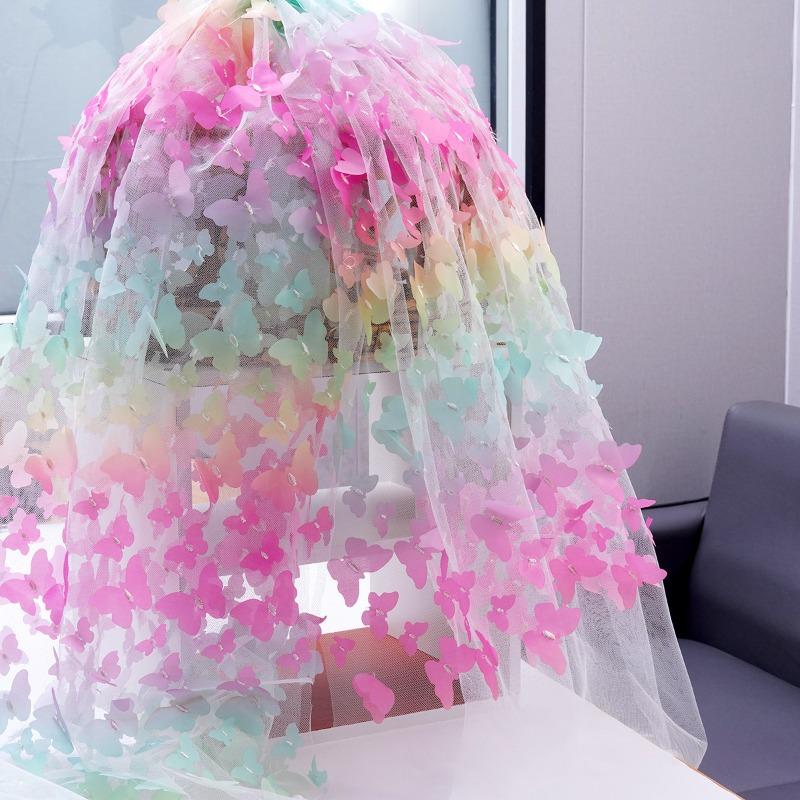 1/3/5 Yards Tulle Embroidery Butterfly Organza Fabric for Wedding Birthday Party Dress Fabric DIY Background Decoration