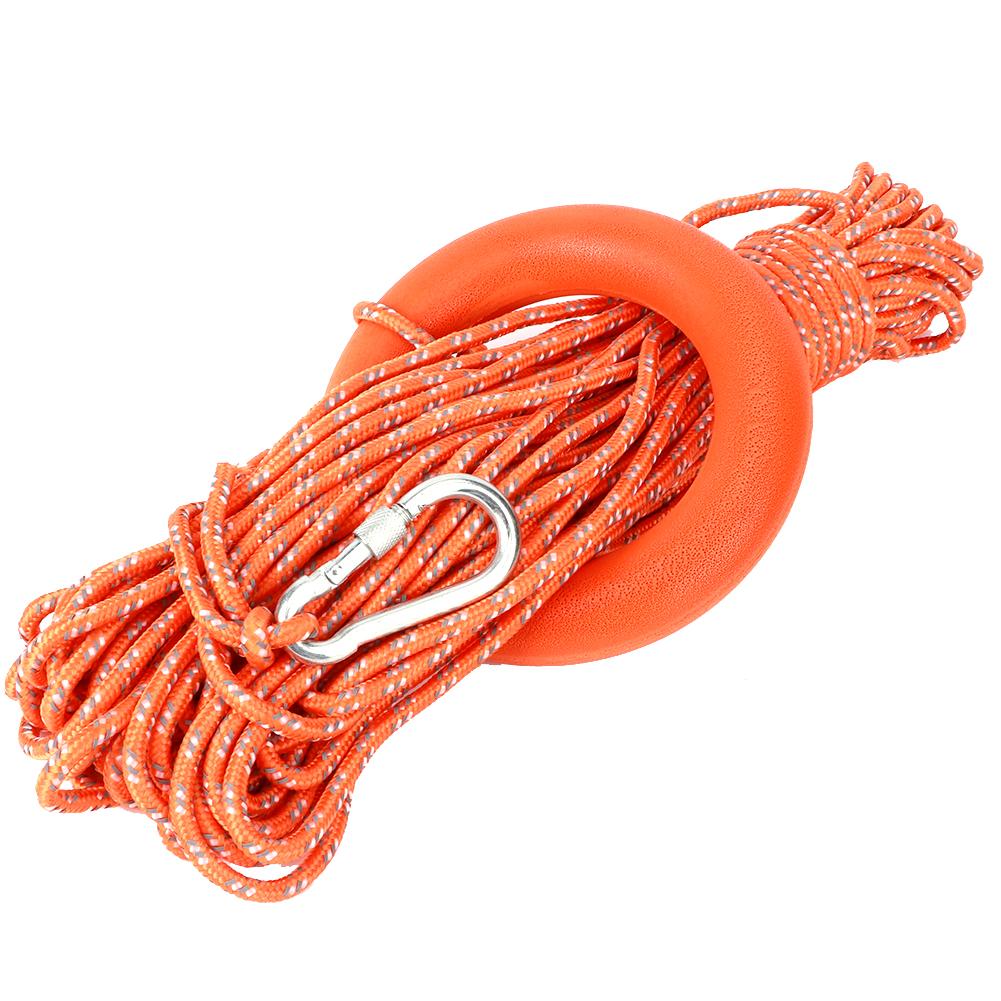 6MM Durchmesser 30M PVC Reflektierende Lebensrettende Seil mit Haken Pull Ringe Lebensrettende Ausrüstung