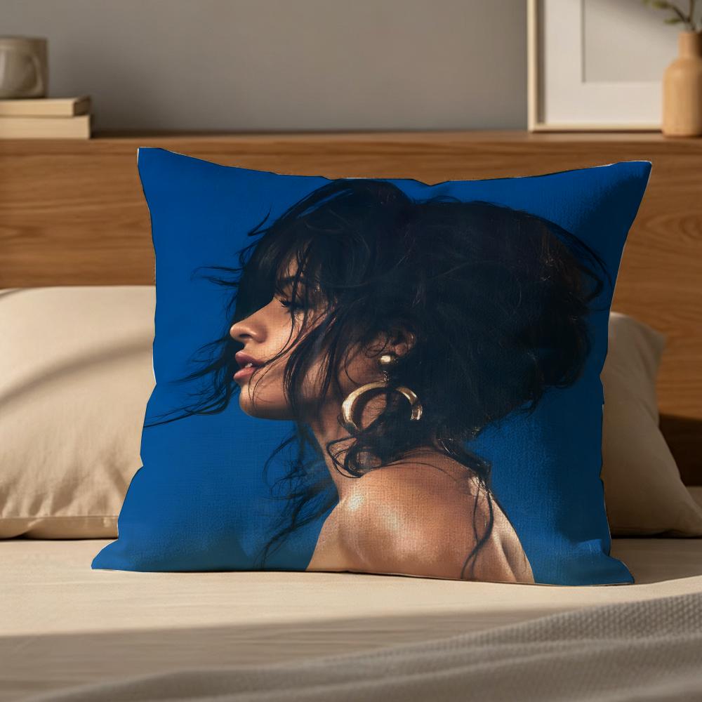 C-Camila Cabello Cushion Cover Cushion Cover Pillowcase, Anti-Mite Invisible Zipper, Linen Sofa Cushion