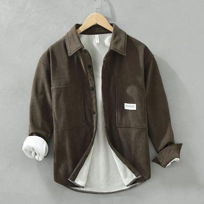 Camisas Cálidas de Invierno para Hombre Casual Diario Forro Polar Grueso Ropa de Hombre Cuello Solapa Camisa de Algodón Puro con Bolsillos Suelta Moda Tops de Hombre
