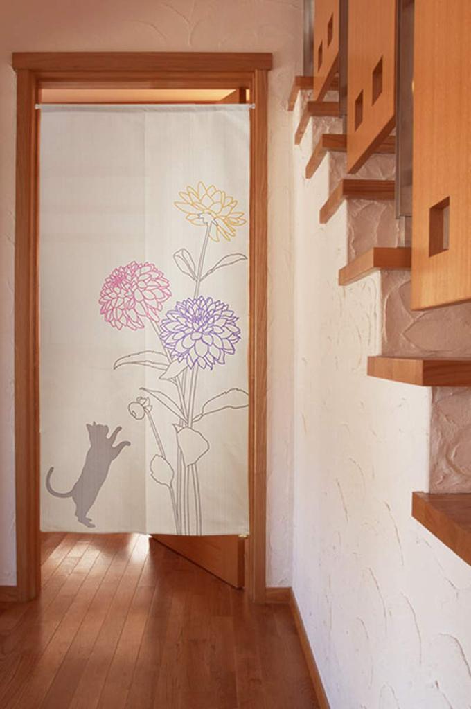 Taller Noren Noren Largo Decoración de Pared Tapiz Pantalla de Privacidad Noren Patrón Occidental 85 x 170cm 3 Colores Disponibles Gato y Dalia Beige