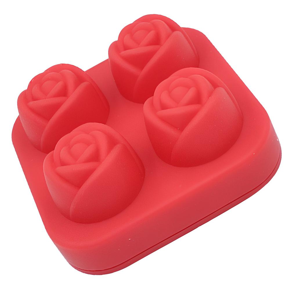 4-Cavity Small Ice Cube Tray Cute Rose Shaped Reusable Durable Waterproof Wear-resistant Ice Cube Mold Kitchen Tool Bars
