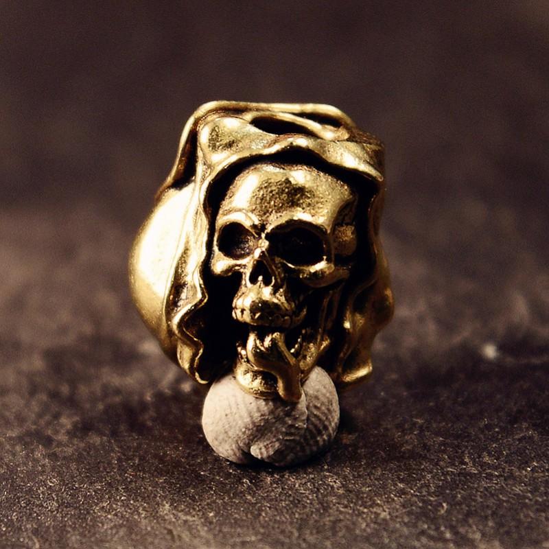 Handmade EDC Knife Charm Skull Pendant Brass White Copper Keychain Accessory Backpack Bag Gear Brass