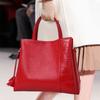 Genuine cowhide leather women's handbag with a flower, scale pattern, large capacity, single-shoulder and armpit bag