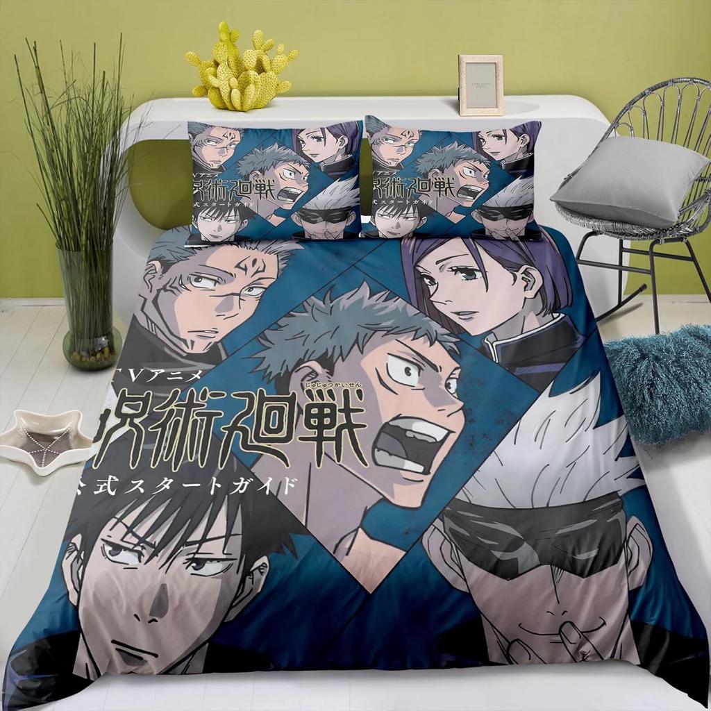 Anime Jujutsu Kaisen Bedding Sheet Sukuna Yuji Itadori Twin King Queen Full 3PCS Quilt Cover Pillow Cases Set