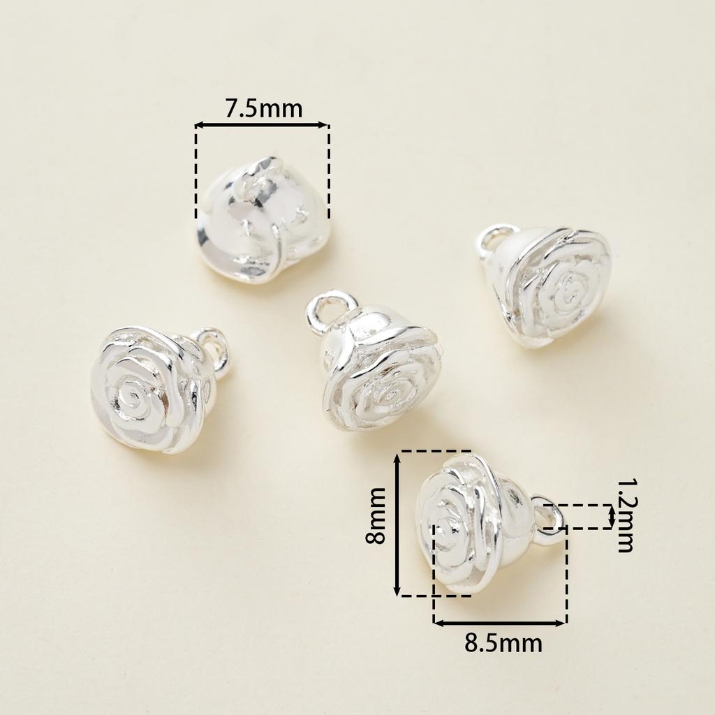 2PiecePack 14/18K Gold Color Plated Rose Flower Charms Pendants for DIY Bracelet Necklace Jewelry Making Accessories