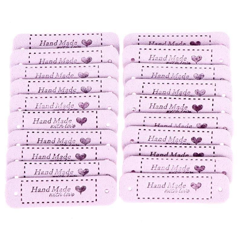 20Pcs Tags Handmade With Love Labels Clothing Tags Diy Crafts Sewing 56*15Mm