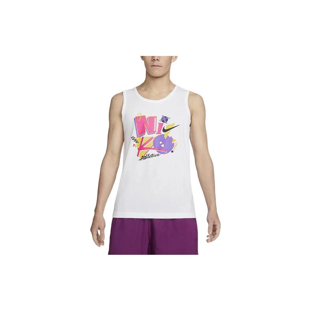 Nike Tank Tops Men's White Crew Neck Moderate Straight Fit DM6262-100