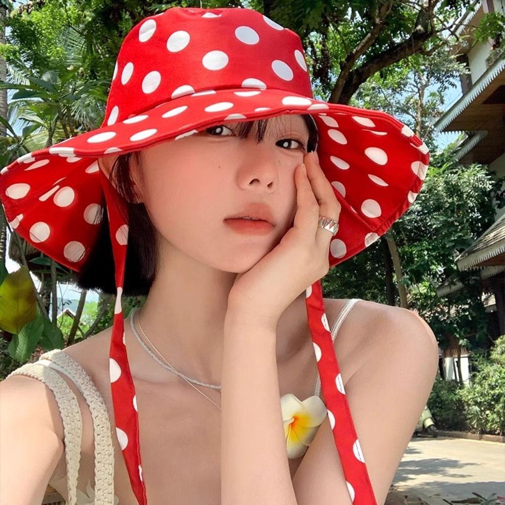 Lace Women Fisherman Hat Red Bucket Hat Fashion Summer Sun Hat  Beach