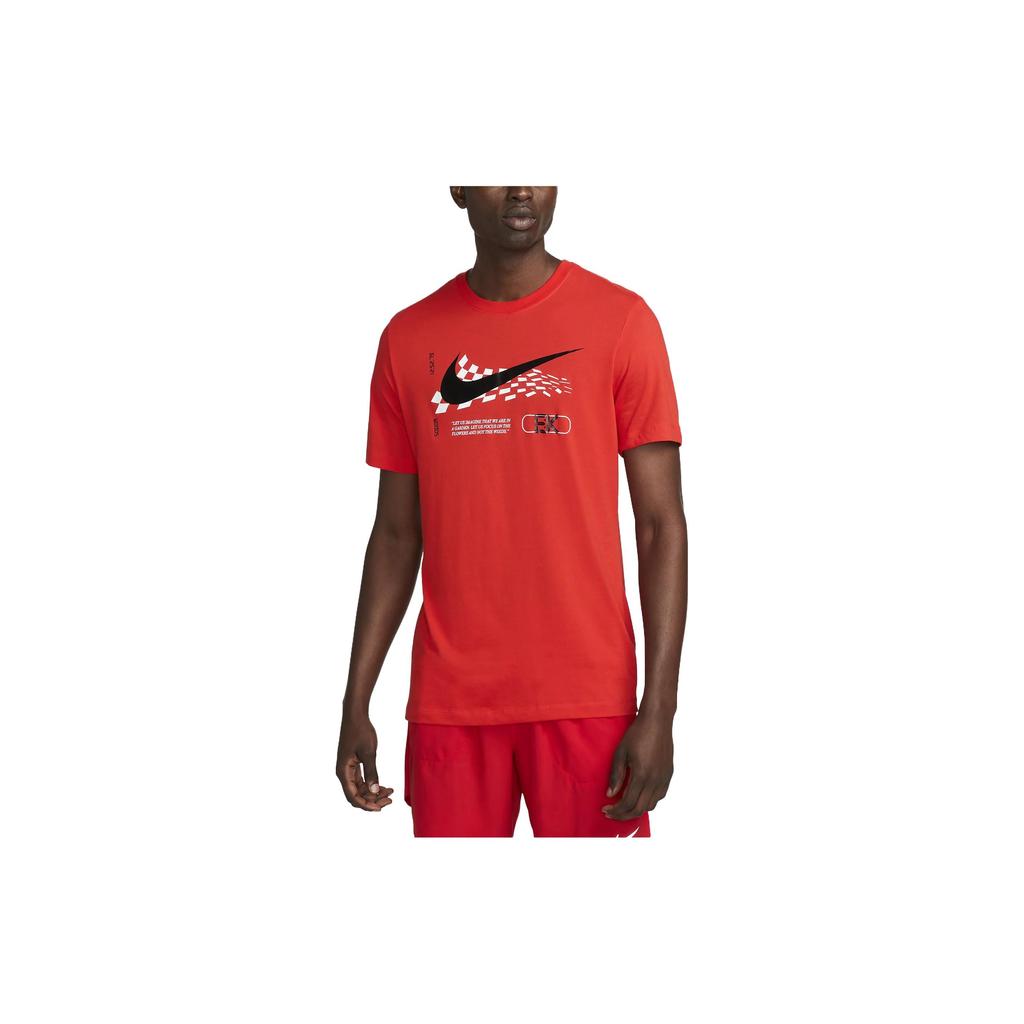 Nike Dri-FIT Logo Print Crew Neck T-Shirt Men Tops Chile-Red FJ2358-673