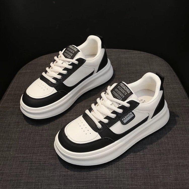 

Autumn muffin thick soft sole new sports and leisure board shoes heightening flat baseplate shoes 35 чёрный