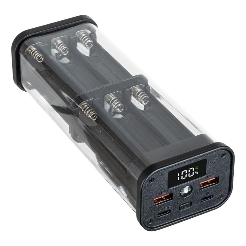 Solderless Powerbanks Kit for 12x18650 Batteries Easy Assembly with Plastic Case and Safety Protections Mechanism
