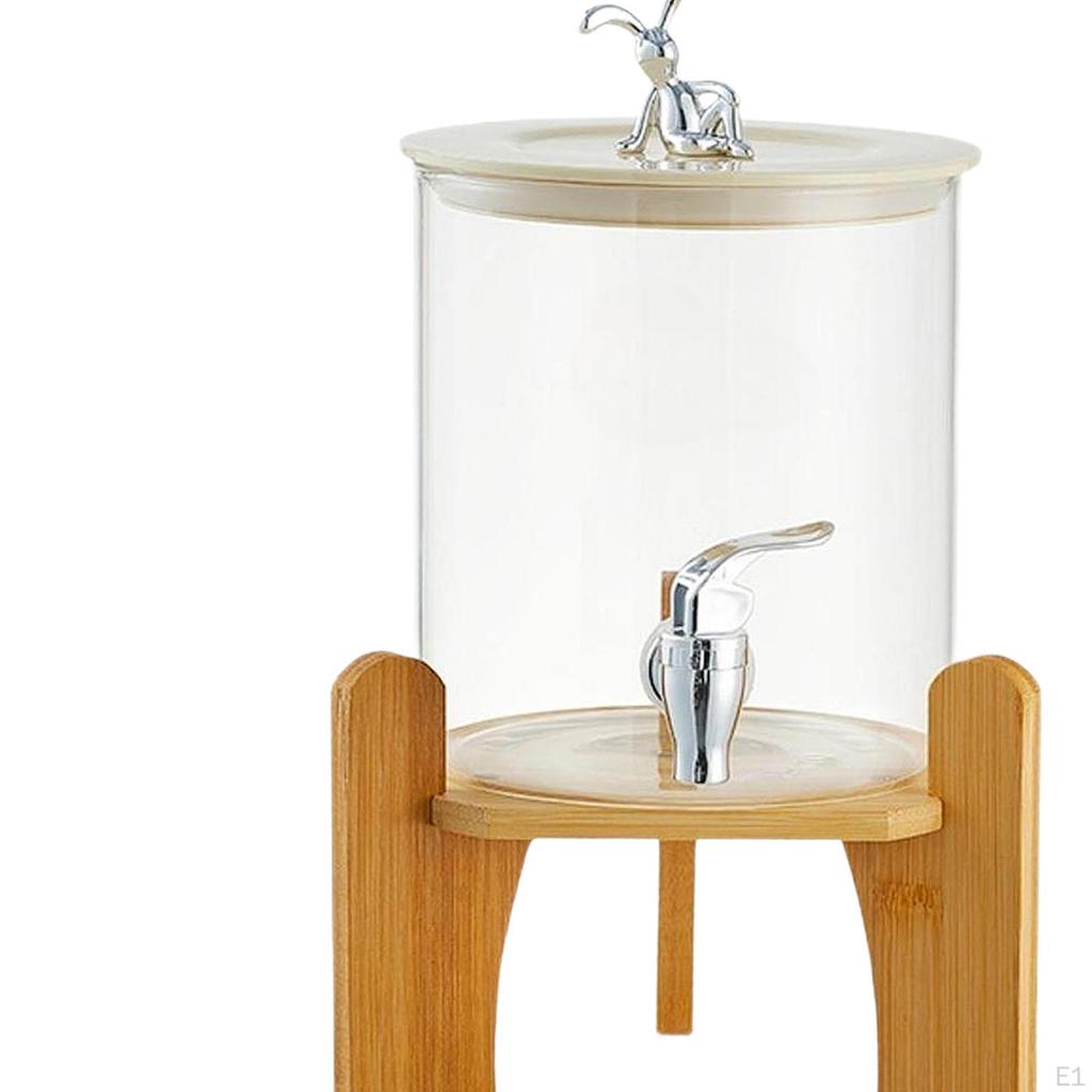 Glass Drink Dispenser with Spigot, 3.5L Cold Beverage Stand for Restaurants,