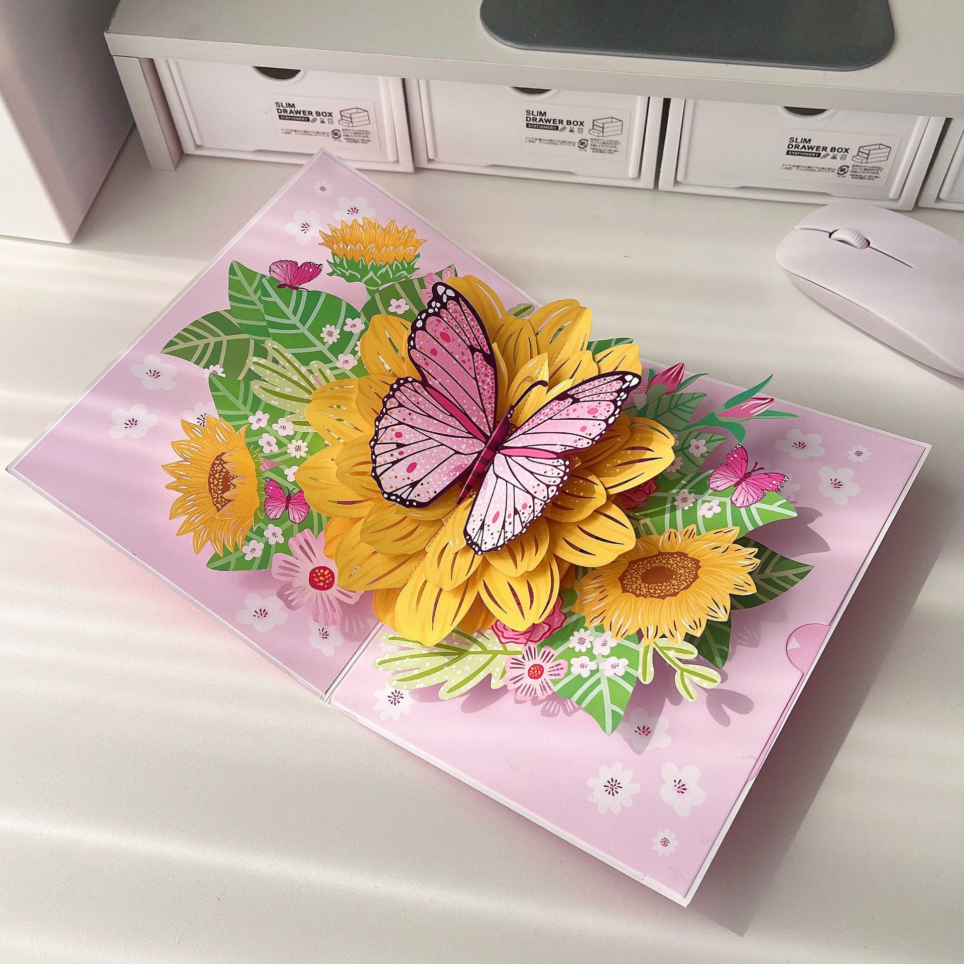

3D Pop-Up Greeting Card with Colorful Butterflies Perfect for Birthdays Teacher Appreciation Thanksgiving Anniversaries Weddings оранжевый