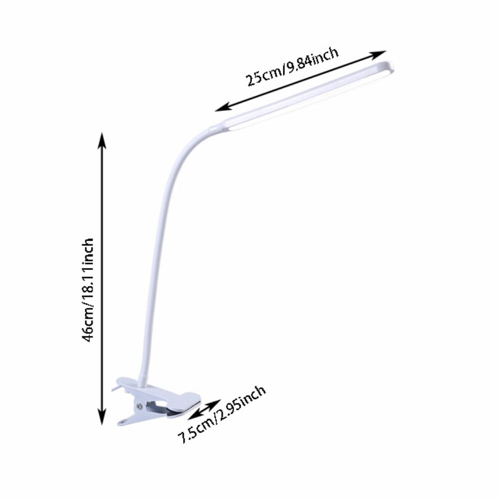 Adjustable LED Desk Clip On Lamp 360° Rotate 10 Brightness Reading Light with Clamp Eye Protection Dimmable Brightness
