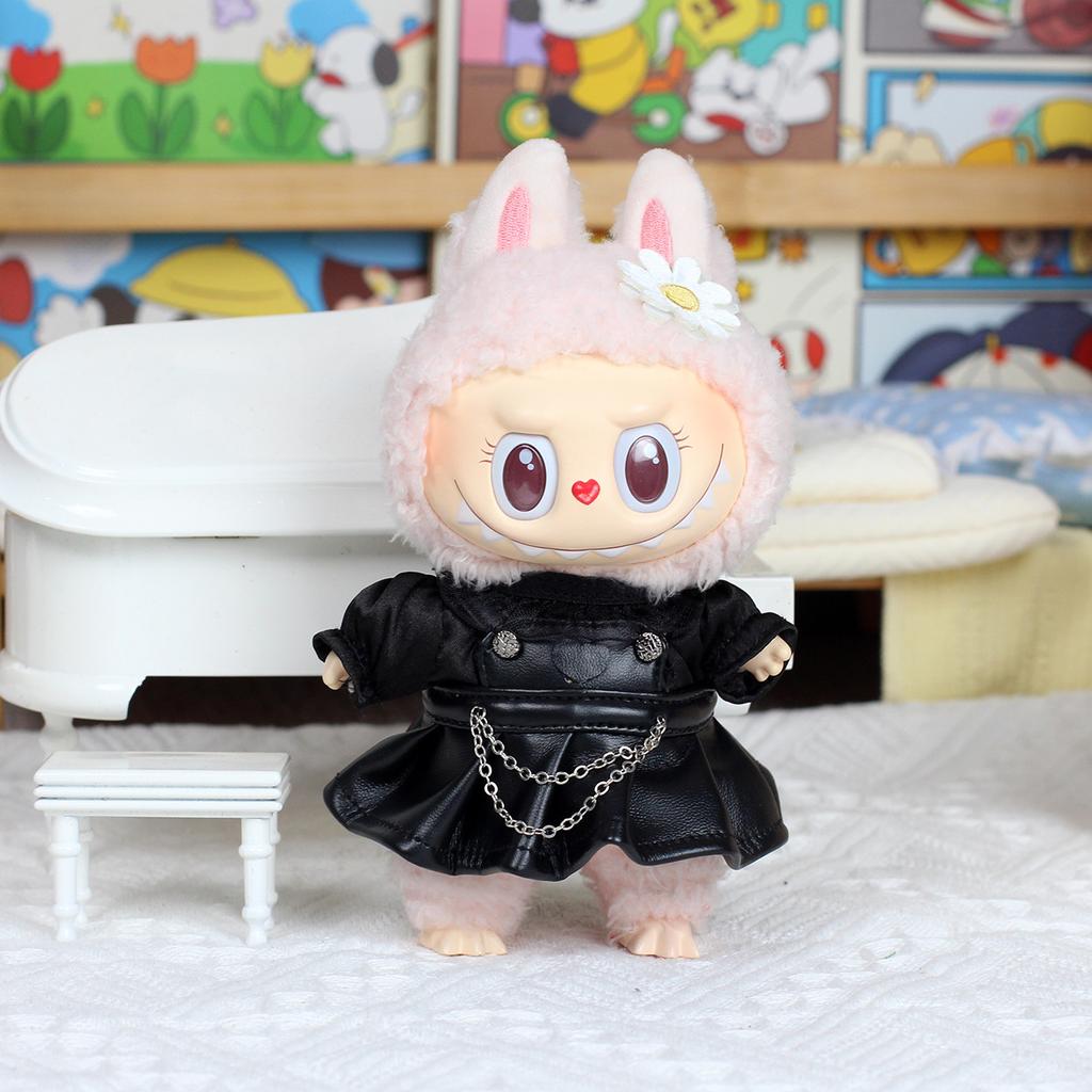 Labubu Doll Clothes Universal Fashion Handsome Leather Jacket Leather Jacket Doll Pendant Clothes
