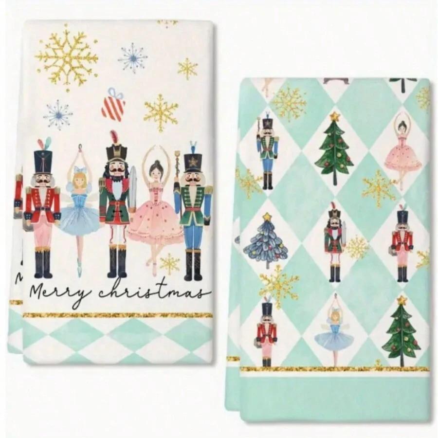 1pc/2pc/4pc/pack Christmas Scrub Sponge Creative Kitchen Dish Cloth Festive Cleaning Decor for Home & Table Kitchen Dish Towel Xmas Cleaning Supplies