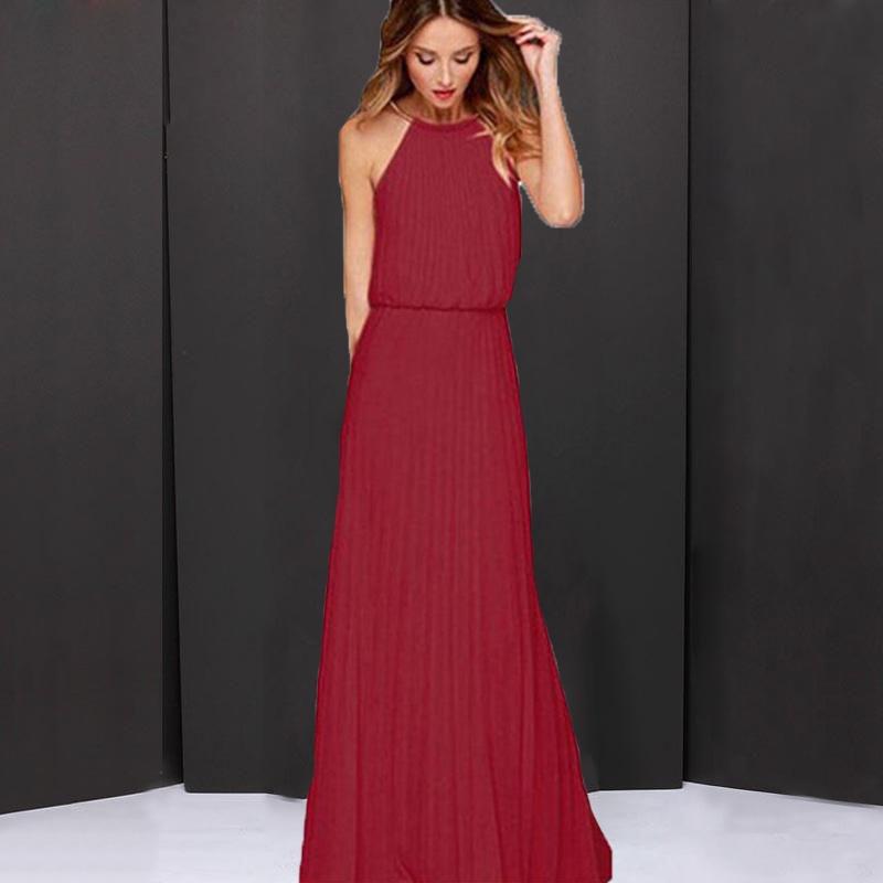 Halter Women Long Maxi Dress Evening Party Gown Wedding Bridesmaid Beach Holiday