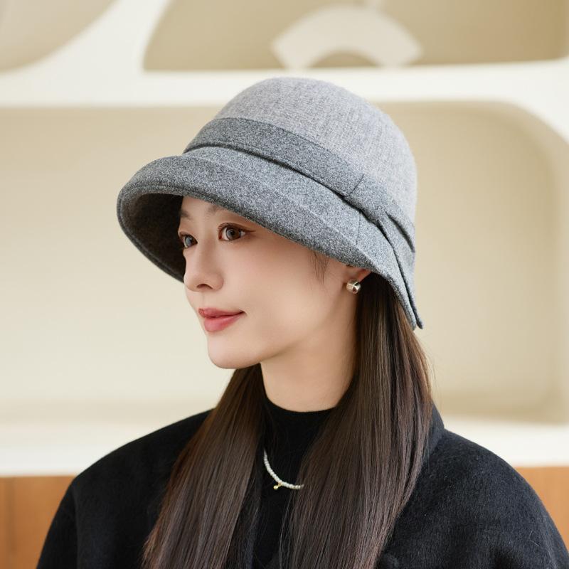 Autumn and winter new woolen millinery trendy fashion warm top hat niche bucket hat