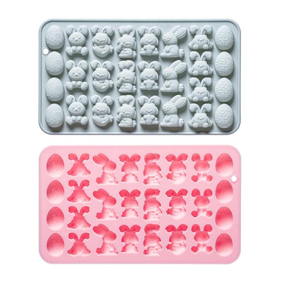 Oster-Schokoladenform 27-Kammer Hasen-Osterei-Design Silikonform Leicht zu reinigen Lebensmittelqualität Süßigkeiten Gelees Mousse Backform