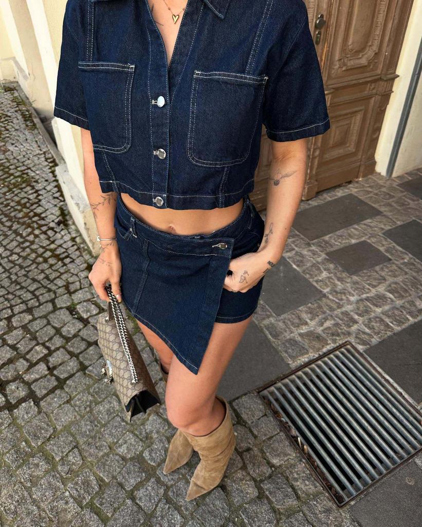 Stilvolles europäisches & amerikanisches Jeanshemd und Hosen-Set - Locker, Bequemes Sommer-Zweiteiler