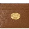 Burberry Cotswolds Engraved Metal Accessory Design Calfskin Card Holder Female Hazelnut Color