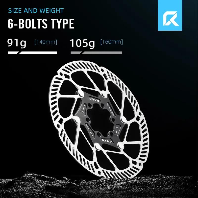 RYET Ultralight Floating Bike Disc Rotor 140mm 160mm - 6 Bolt & Center Lock Stainless Steel for Mountain Road Bicycle Cycling