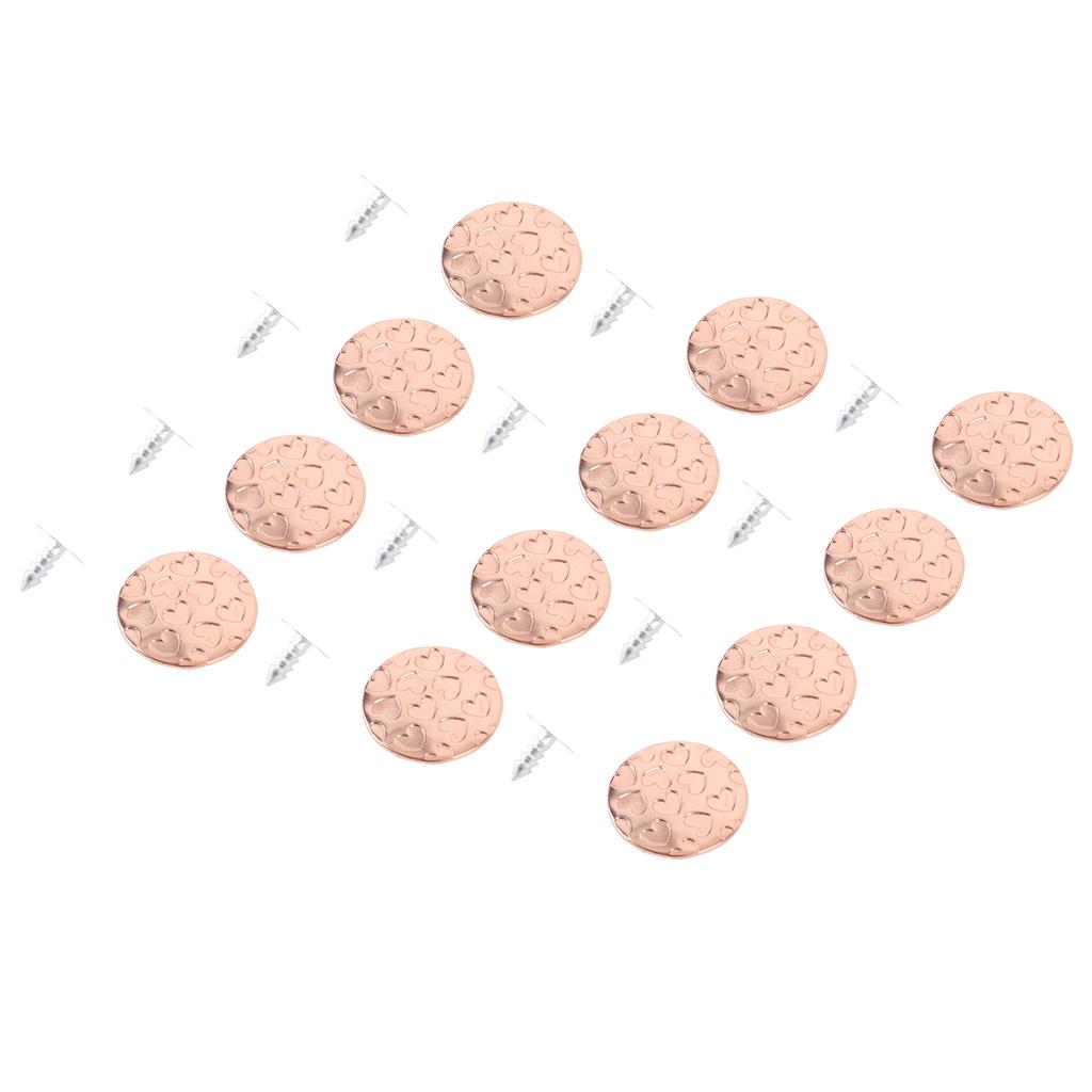 125 Sets Pants Buttons Rose Gold Color 17mm Heart Pattern Pointed Aluminum Screws Combo Thread