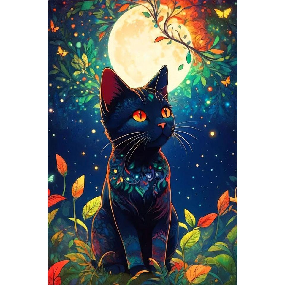 DIY Diamond Painting Art 5D round Diamond Mosaic cat Diamond Embroidery Cross-Stitch kit for Adult Home wall Decoration