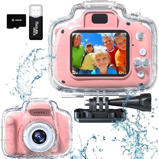 Kids Camera Underwater Waterproof Digital Camera for Kids 2 Inch IPS Screen 1080P HD Kids Video Action Camera for 3 4 5 6 7 8 9 10 Year Old Girls