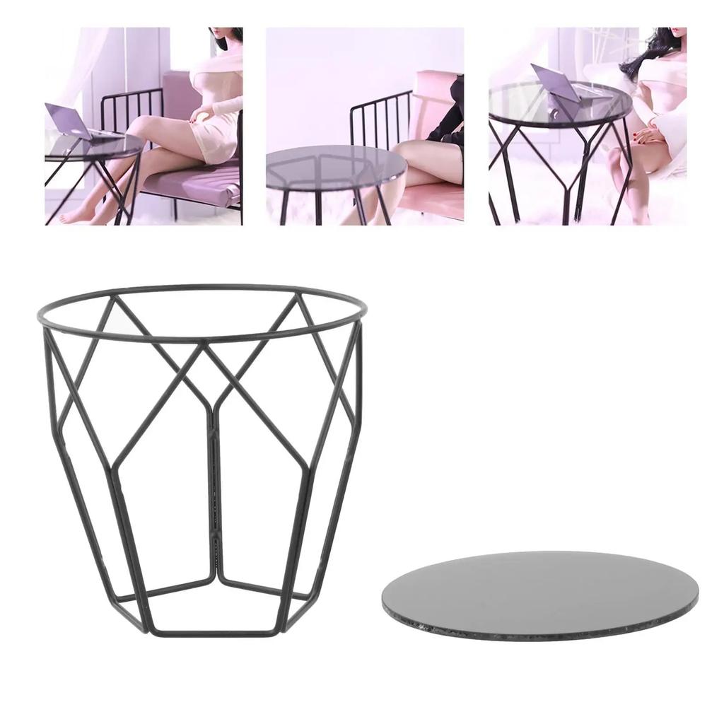 Dollhouses Furniture Miniature Iron Table Dollhouses Miniature Model Furniture Decoration Scene Display Accessories 1:6