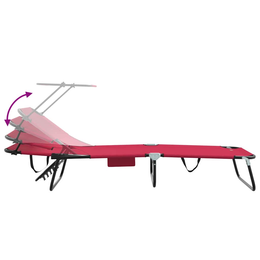 Folding Sun Lounger Red 190 x 57 x 81 cm Oxford Fabric