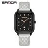 Sanda Quartz Retro Square Watch: Simple Bar Index, Calendar, Waterproof, Business Casual, Unisex Strap