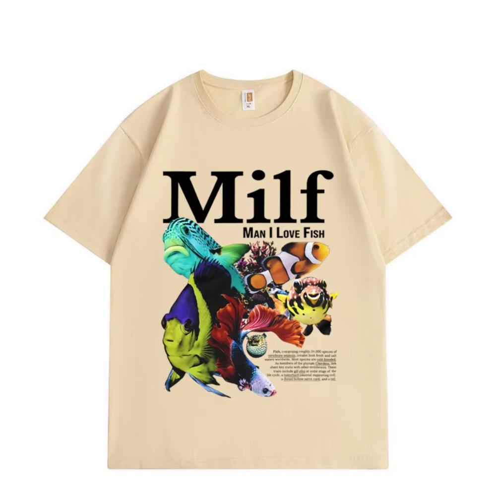Man L Love Fish Funny Ocean Meme Graphic T Shirts Harajuku Y2k Short Sleeve Tshirts Men Women Clothing Casual Oversized Tshirt