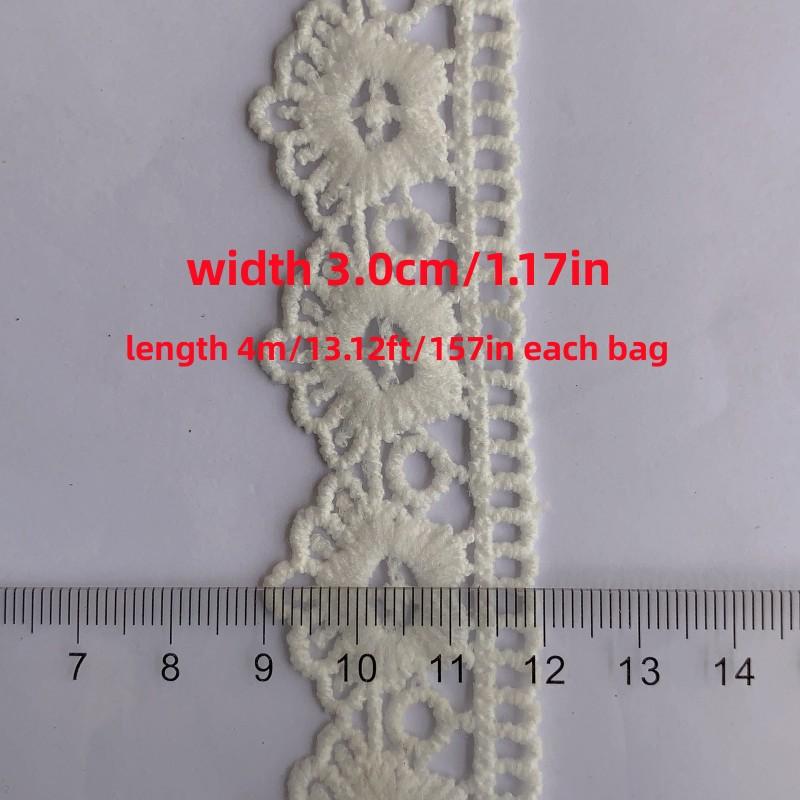 4m/13.12ft fiecare pungă Garnituri din dantelă albă neagră Perfecte pentru îmbrăcăminte Perdele lucrate manual Artizanat accesoriu de cusut margine de flori Panglici din dantelă brodate