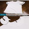 [Aika] Pullover Blouse – Lightweight Frill Sleeve Blouse, Short Sleeve Top for Women, Size M, White