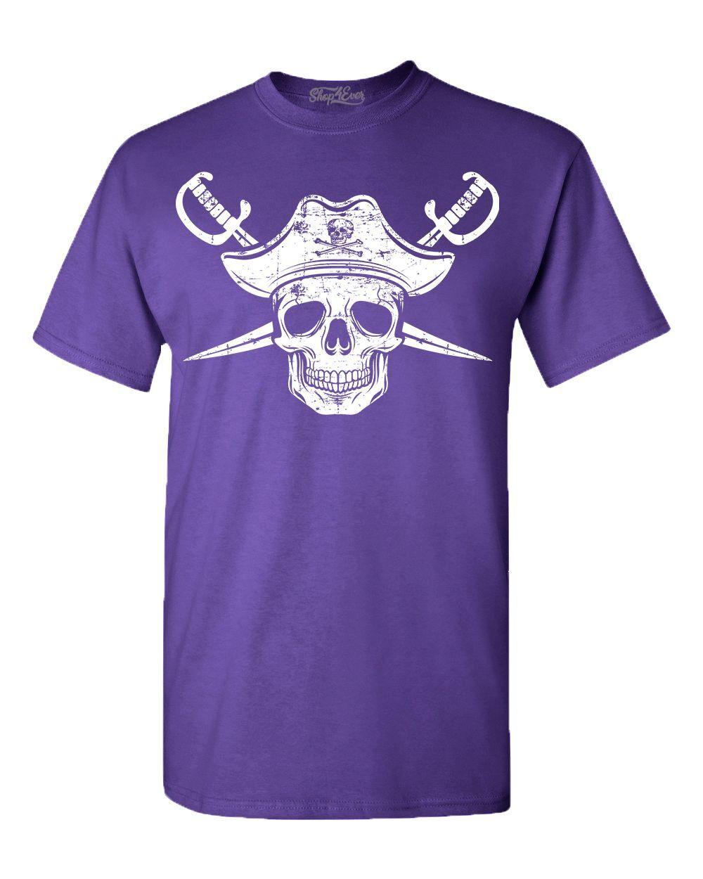 Pirate Skull Hat Swords T-shirt Jolly Roger Halloween Costume Shirts S