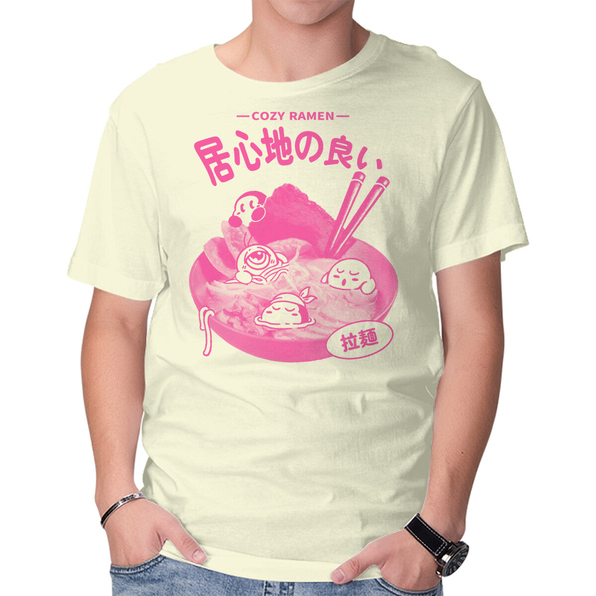 Unisex Crew Neck T-Shirt Cozy Ramen Graphic Short Sleeve Casual Tee S