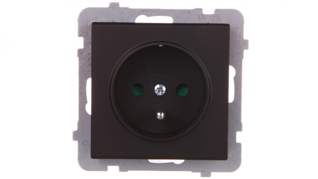 Sonata Single Socket Z/U With Shutters Black Metallic Gp-1Rzp//33