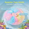 6Pcs Salt Bath Bombs with Toy Inside, Handmade Plants Extract Essential Oils Fizzies Balls, Dry Skin Moisturizing Shower Ball, Gift for Kids