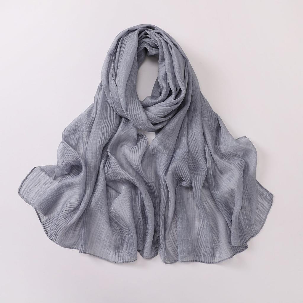 New Arrival Crinkle Chiffon Hijabs for Women Muslim Ramadan Headscarf Solid Striped Party Shawls Fashion Jersey Versatile Wrap