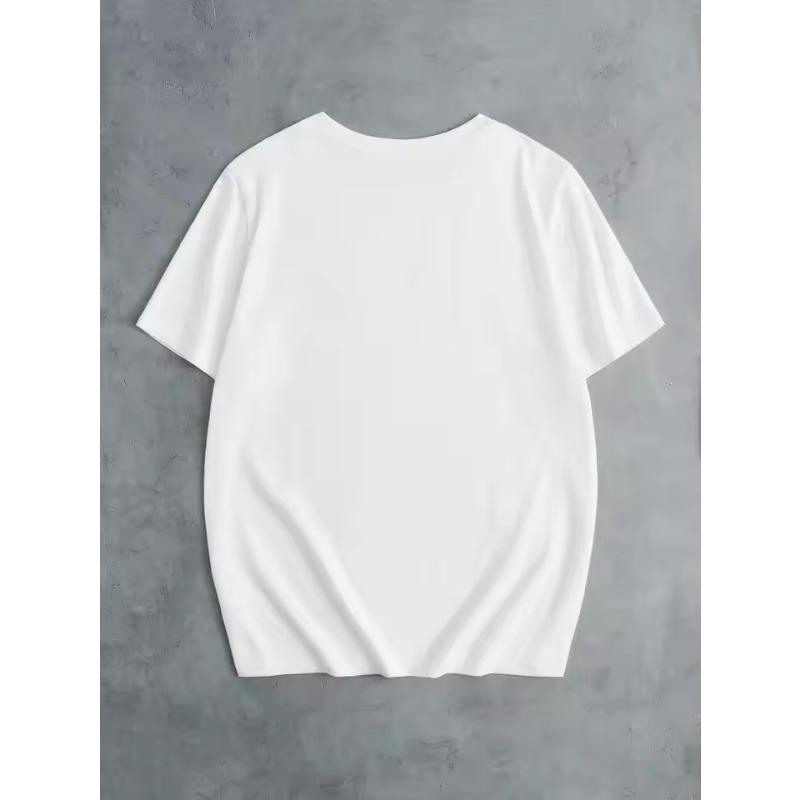 Simple Rose Flower Printing Tops Cotton T-Shirts Womens Fashion Casual Soft Short Sleeve Loose Tees Comfortable Clothes